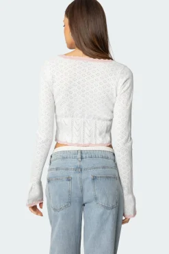 Abbie Split Front Pointelle Top