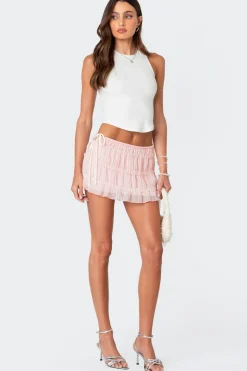 Abrielle Tiered Chiffon Mini Skirt