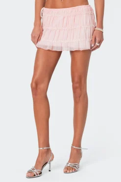 Abrielle Tiered Chiffon Mini Skirt