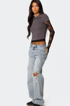 Adam Distressed Wide Leg Jeans