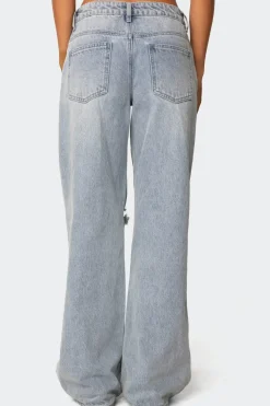 Adam Distressed Wide Leg Jeans