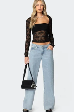 Addison Sheer Lace Two Piece Top