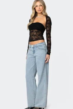 Addison Sheer Lace Two Piece Top