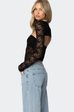 Addison Sheer Lace Two Piece Top