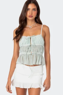 Addy Tie Front Sheer Chiffon Top