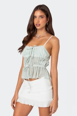 Addy Tie Front Sheer Chiffon Top