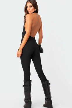 Aero Ribbed Open Back Jumpsuit