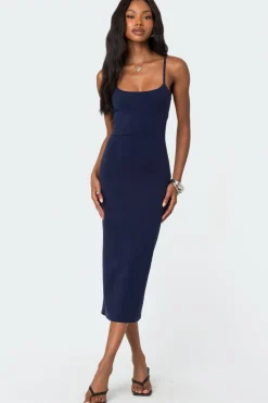 Air Back Slitted Midi Dress