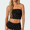 Aislinn Printed Waffle Tube Top