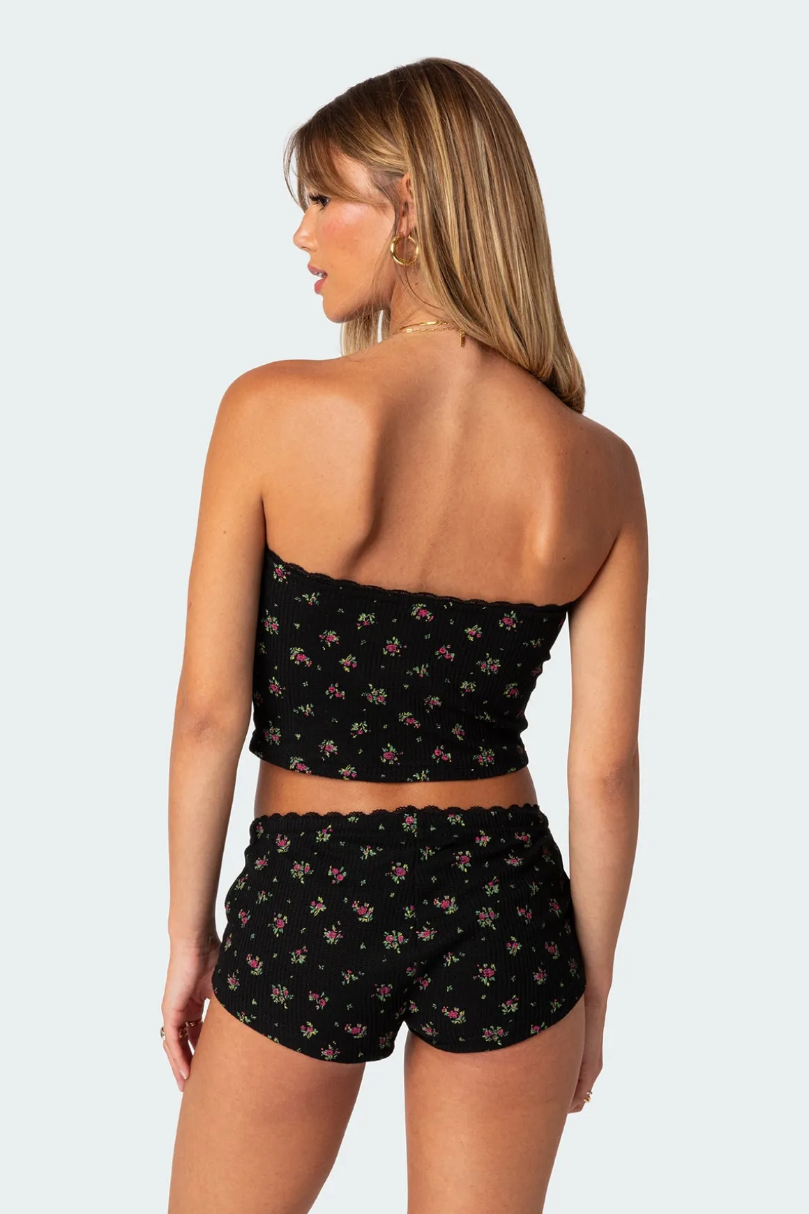 Aislinn Printed Waffle Tube Top