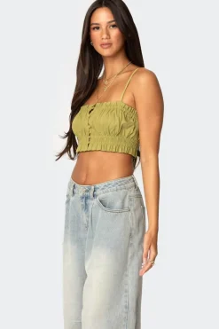 Alda Cropped Button Front Top