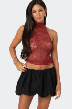 Alena High Neck Sheer Lace Top
