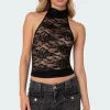 Alena High Neck Sheer Lace Top