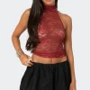 Alena High Neck Sheer Lace Top