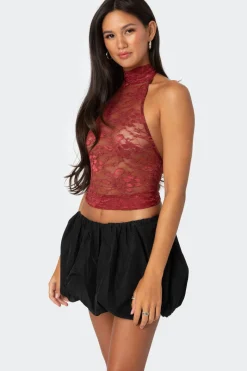 Alena High Neck Sheer Lace Top