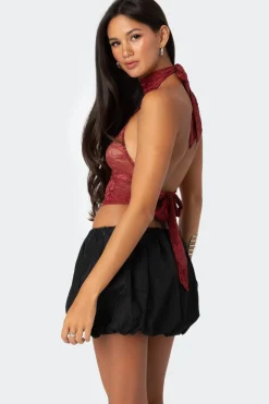Alena High Neck Sheer Lace Top