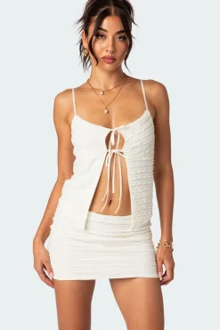 Alessia Tie Front Ruffled Top