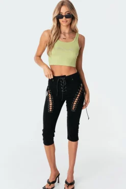 Alexiss Lace-Up Capri Jeans