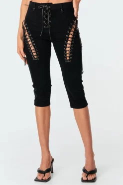 Alexiss Lace-Up Capri Jeans