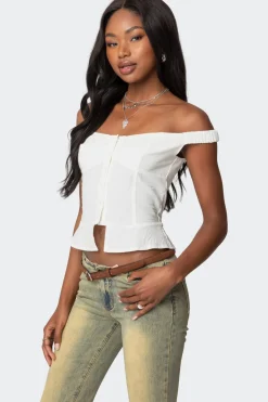 Ali Linen Look Off Shoulder Top