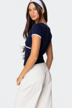 Alicia Contrast V Neck Top