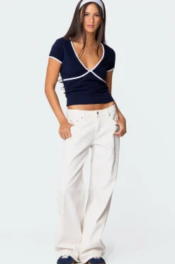 Alicia Contrast V Neck Top