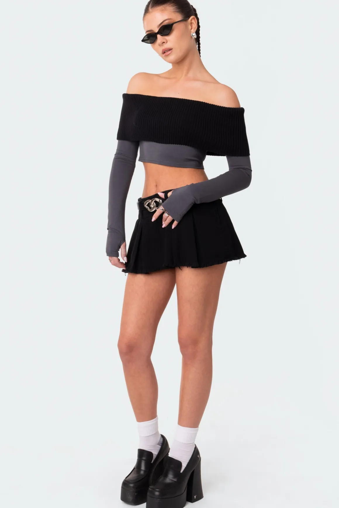 Alma Off Shoulder Half Knit Top
