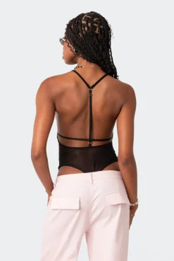 Alva Open Back Sheer Mesh Bodysuit