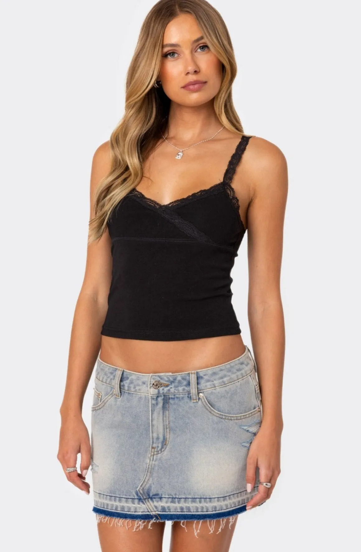 Amilia Lace Trim Tank Top