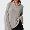 Amour High Neck Oversized Zip Sweater