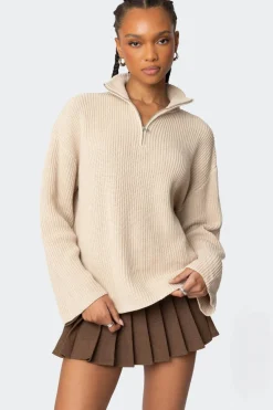 Amour High Neck Oversized Zip Sweater