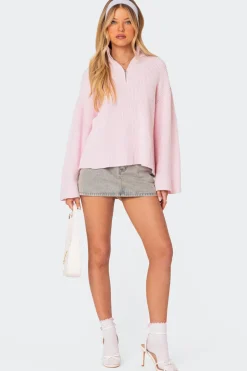 Amour High Neck Oversized Zip Sweater