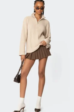 Amour High Neck Oversized Zip Sweater