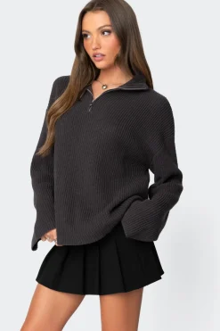 Amour High Neck Oversized Zip Sweater