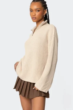 Amour High Neck Oversized Zip Sweater