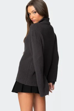 Amour High Neck Oversized Zip Sweater