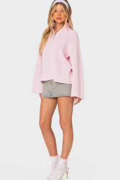 Amour High Neck Oversized Zip Sweater