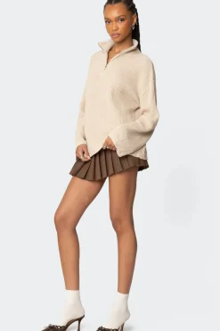Amour High Neck Oversized Zip Sweater