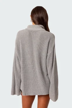 Amour High Neck Oversized Zip Sweater