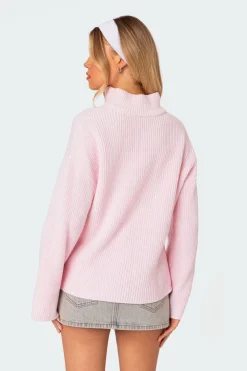 Amour High Neck Oversized Zip Sweater