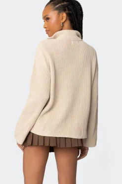 Amour High Neck Oversized Zip Sweater