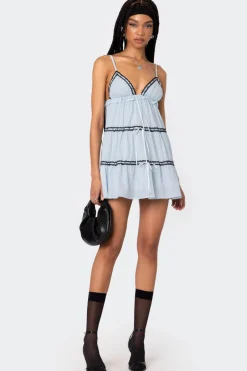 Angelica Tiered Ribbon Mini Dress