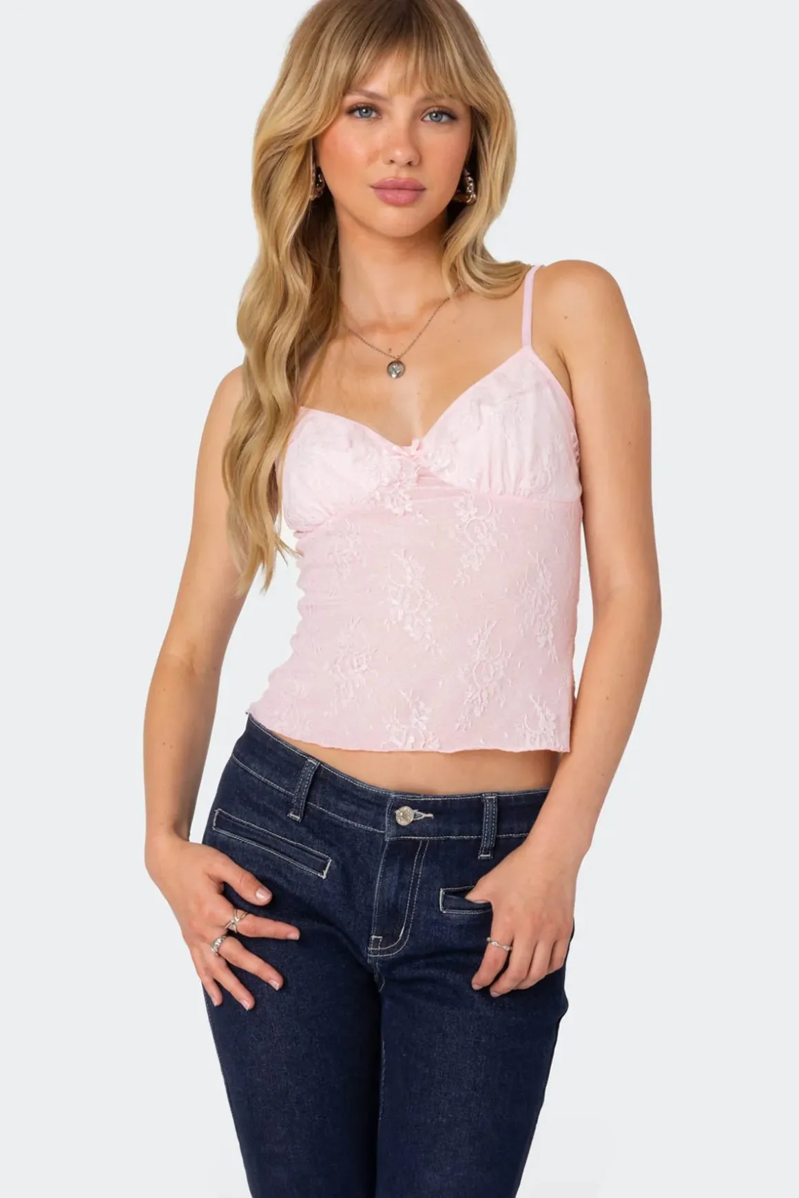 Angelina Sheer Lace Tank Top