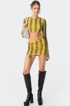Anisa Drawstring Mesh Mini Skirt