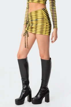Anisa Drawstring Mesh Mini Skirt