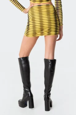 Anisa Drawstring Mesh Mini Skirt