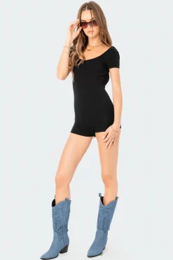 Annika Scoop Neck Ribbed Romper