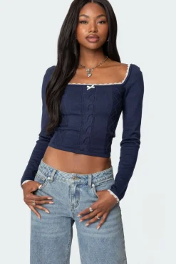 Ansley Lacey Cable Knit Top