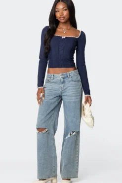 Ansley Lacey Cable Knit Top