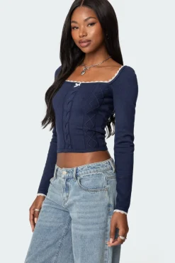 Ansley Lacey Cable Knit Top